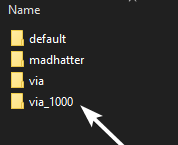 Screenshot of example folders in keymaps